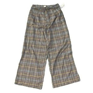 A New Day Brown and Gray Women's High-Rise Plaid Belted Wide Leg Pants Size 10